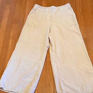 Max Studio Cream Cropped Wide-Leg Pants